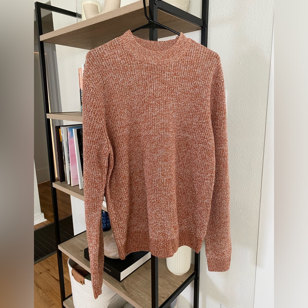 Topman Large Mens Sweater - Orange with white threads
